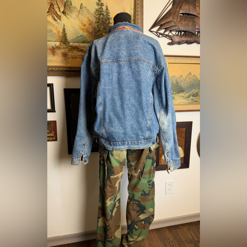 Vintage 1980s ACA-JOE Denim Trucker Jacket Fabric Lined Men's S-M Hong-Kong - Picture 13 of 16